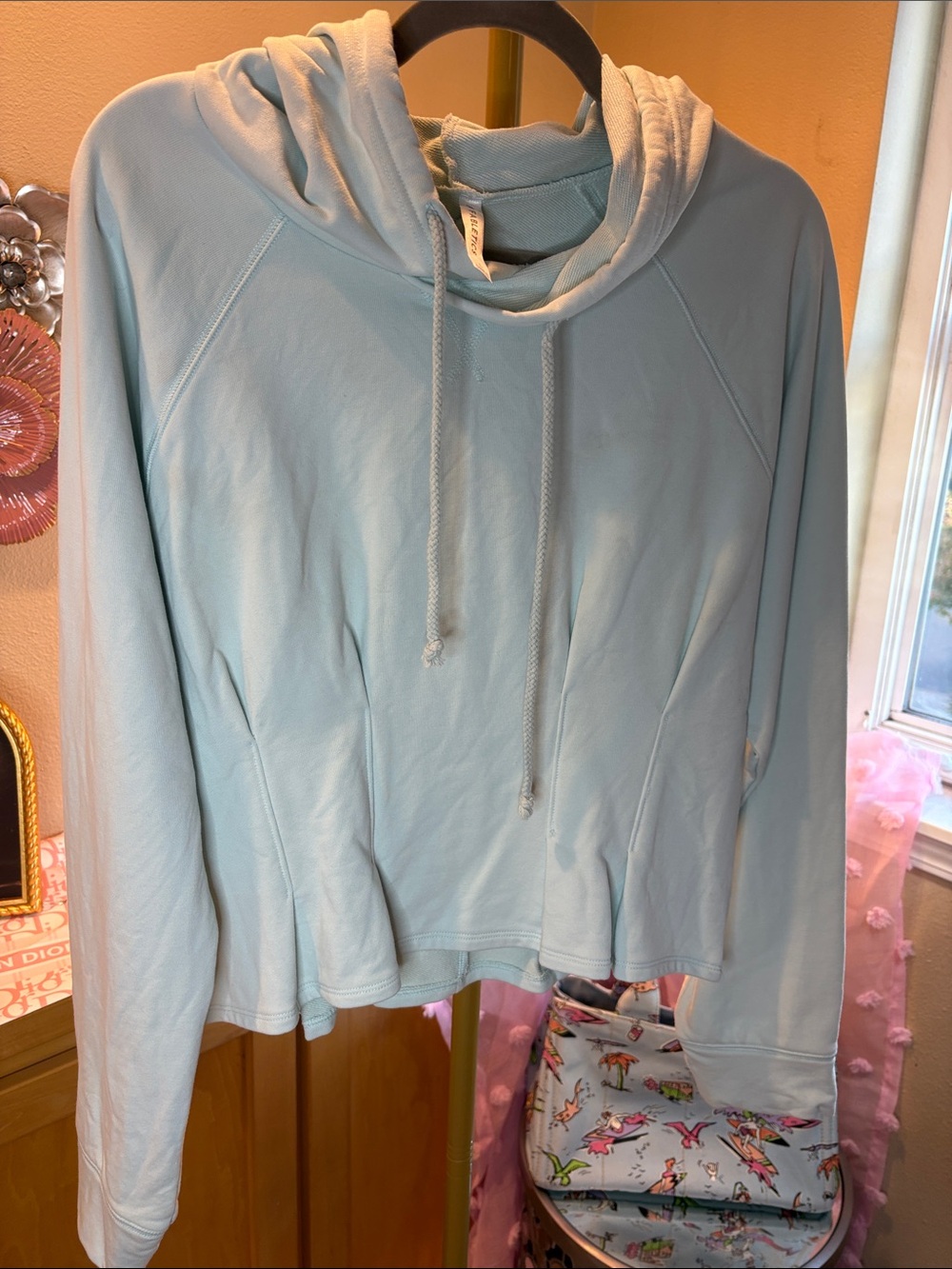 Fabletics Pale Blue Drawstring Hooded Pullover
